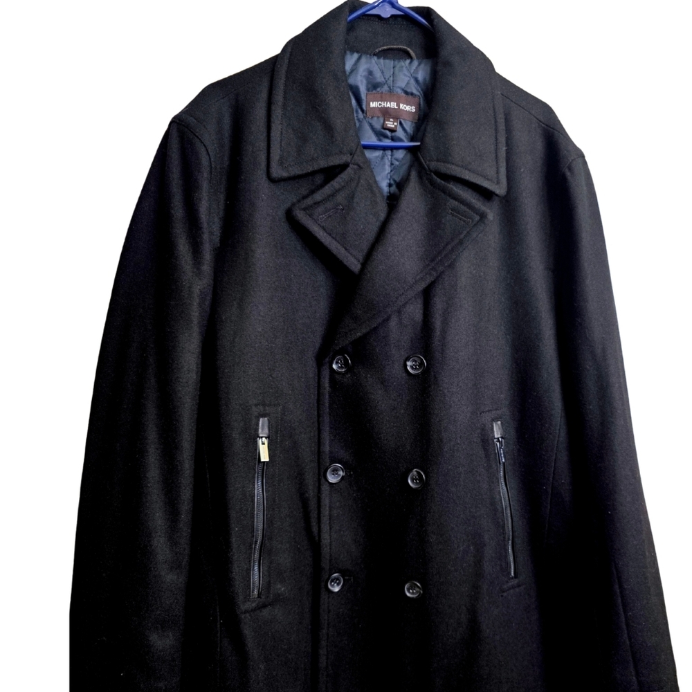 New Michael Kors Classic Black Peacoat for Men